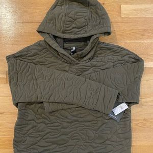 NWT: Women’s Gap Fit Hoodie, olive green with pattern stitching.